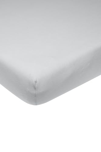 Meyco Home Basic Jersey Uni Spannbettlaken Doppelbett (Bettlaken mit weicher Jersey-Qualität, aus 100% Baumwolle, perfekte Passform durch Rundum-Gummizug, atmungsaktiv, Maße: 160 x 200 cm), Hellgrau von Meyco