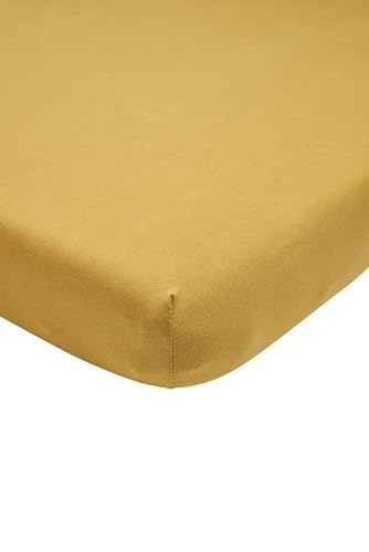 Meyco Home Basic Jersey Uni Spannbettlaken Doppelbett (Bettlaken mit weicher Jersey-Qualität, aus 100% Baumwolle, perfekte Passform durch Rundum-Gummizug, Maße: 160 x 200 cm), Honig Gold von Meyco