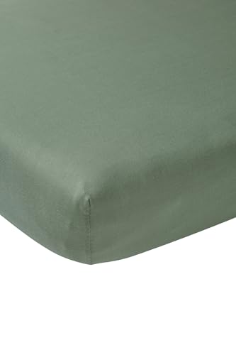 Meyco Home Basic Jersey Uni Spannbettlaken Doppelbett (Bettlaken mit weicher Jersey-Qualität, aus 100% Baumwolle, perfekte Passform durch Rundum-Gummizug, atmungsaktiv, Maße: 180 x 200 cm), Waldgrün von Meyco