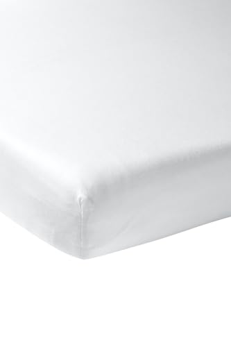 Meyco Home Basic Jersey Uni Spannbettlaken Doppelbett (Bettlaken mit weicher Jersey-Qualität, aus 100% Baumwolle, perfekte Passform durch Rundum-Gummizug, atmungsaktiv, Maße: 180 x 200 cm), Weiß von Meyco