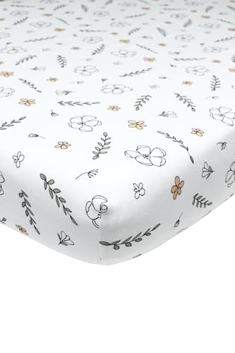 Meyco Home Basic Jersey Floral Spannbettlaken für 1-Person (Bettlaken mit weicher Jersey-Qualität, aus 100% Baumwolle, perfekte Passform durch Rundum-Gummizug, Maße: 90 x 200 cm), Mehrfarbig von Meyco