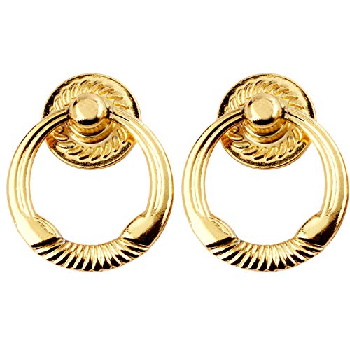 Mgoodoo Moderner Möbelknopf Ring, Drop Pull Ring Möbel Schrank Griff 47 x 38 mm, Golden, 2 Stück von Mgoodoo
