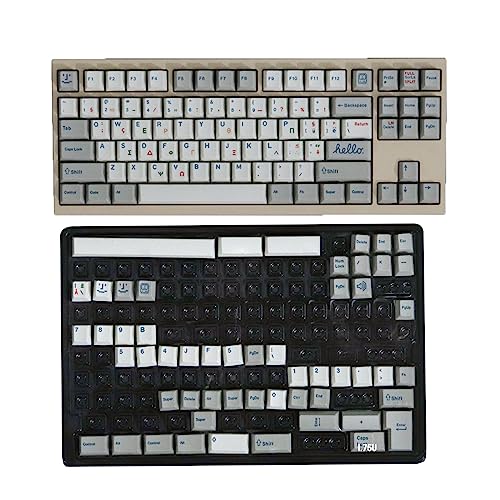 Miaelle PBT Tastenkappen 142 Retro Griechisch Grau Thema DyeSublimation Tastenkappen Set CherryProfile Für Mechanische Tastatur von Miaelle