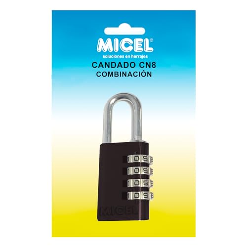 MICEL - 13352 - Sicherheitsschloss mit 4-stelliger Zahlenkombination, schwarz, 75 x 30 x 13 mm, Bogendurchmesser ø 5 mm von Micel