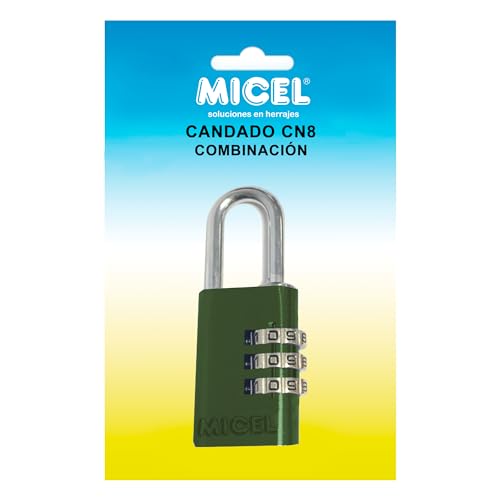 MICEL - 13357 - Sicherheitsschloss mit 3-stelliger Zahlenkombination, grün, 55 x 20 x 10 mm, Bogendurchmesser ø 3,20 mm von Micel