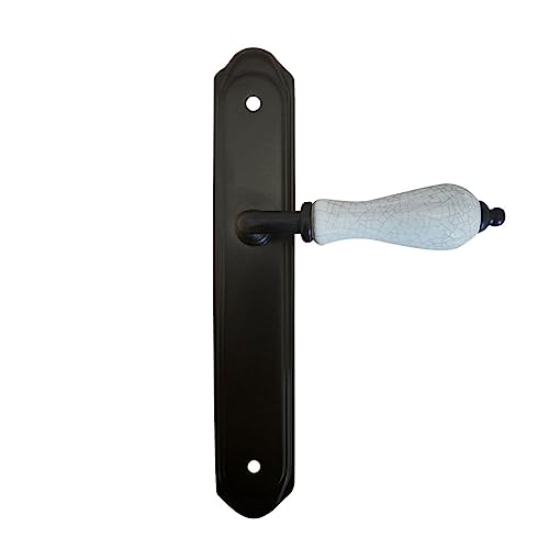 Micel - 07877 - Türgriff Set mit Zamak Platte und Griff aus Porzellan, rustikal, schwarz, 260 x 120 x 45 mm von Micel