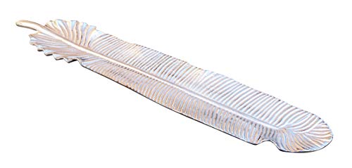 MichaelNoll Dekoteller Schale Servierplatte Blatt-Design Aluminium Silber Luxus - Moderne Dekoschale aus Metall - Tischdeko XL 65 cm von MichaelNoll