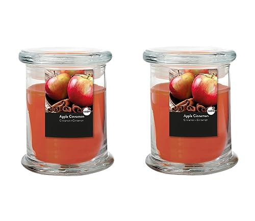 Duftkerze im Glas im2er-Set - Kerze, Advent, Raumduft - Kein Ruß - Brenndauer: 60 Std. - viele Duftaromen – 9,0 x 11,0 cm (Orange - Duft: Apfel-Zimt) von MichaelNoll