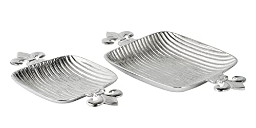 MichaelNoll Schale Lilie Dekoteller Deko Aluminium Silber - Moderne Dekoschale aus Metall - 44 oder 52 cm (44x23x5 cm) von MichaelNoll