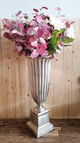 MichaelNoll Vase Blumenvase Pokalvase - Dekovase Groß aus Aluminium Metall Silber - Bodenvase für Kunstblumen und Pampasgras - 68 cm oder 75 cm (28x28x68 cm) von MichaelNoll