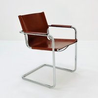 Bauhaus Matteo Grassi Visitor Chair in Congac Leather 1980S Italy von MidAgeVintageDE2