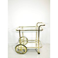 Hollywood Regency Bar Cart, Vintage Brass Cart With Two Levels & Smoked Glass 1960S von MidAgeVintageDE2