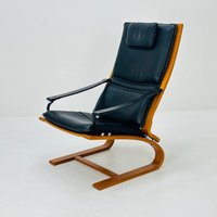 Mid Century Black Leather Armchair By Nelo Sweden For Möbel, 1970S von MidAgeVintageDE2