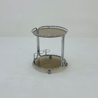 Mid Century Chrome Bar Cart/Serving Trolley. Smoked Glass , Bauhaus Italy 1980S von MidAgeVintageDE2