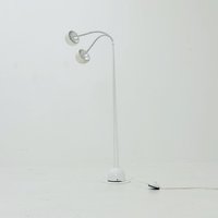 Space Age White Metal Adjustable Floor Lamp/70S Mid Century Age Italian Design Goose Neck Eye Ball von MidAgeVintageDE2