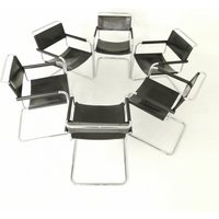 Set Of 6 S34 Tubular Steel Black Dining Chairs By Mart Stam For Jox Interni - 1970S von MidAgeVintageDE2