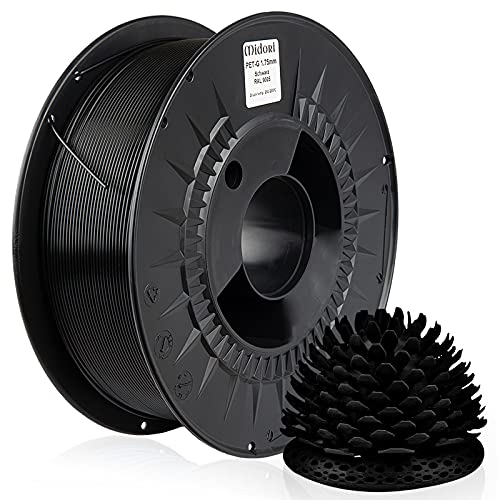 Midori® PETG Filament | 4 Stück, 1,75mm 3D-Drucker-Filament 1kg Spule in Schwarz | Verwicklungsfreies Filament für 3D-Drucker & Stift von Midori