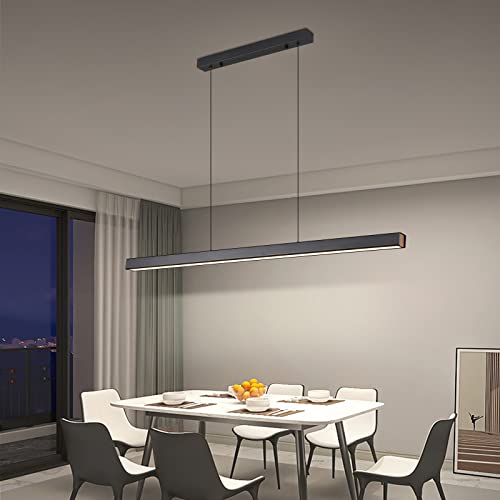 Mikeru 150CM LED Pendelleuchte Hängeleuchte Esstisch, Modern Linear Dining Pendelleuchte LED mit 10%-100% Dimmbare Esszimmerleuchten Decke 3000/4500/6000K 3 Farben für Esszimmer, Wohnzimmer von Mikeru