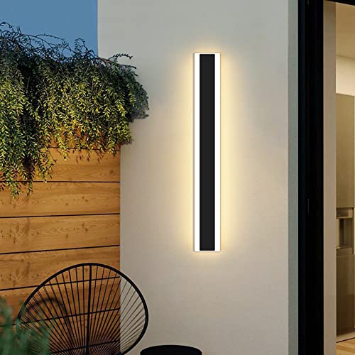 Mikeru Moderne LED Wandlampen, Außen-Patio-Wandleuchten, Indoor Wandlampe, 36W Langstreifen-Aussenlampe 3000K Schwarze Wandlicht IP65 Wasserdichte für Wohnzimmer Veranda Terrasse Garage (80cm) von Mikeru