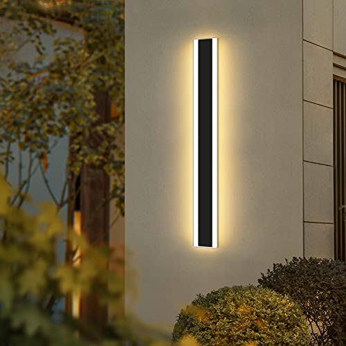 Mikeru Moderne LED Wandlampen, Außen-Patio-Wandleuchten, Indoor Wandlampe, 100cm 36W Langstreifen-Aussenlampe 3000K Schwarze Wandlicht IP65 Wasserdichte für Wohnzimmer Veranda Terrasse Garage von Mikeru