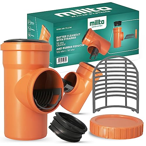 Millto™ Regenrohfilter Sieb Gummireduktion 100 x 110mm Fallrohrfilter Dachrinne Dachrinnenspülsystem Laubfänger Dachrinnensieb Abflusssystem Orange Dachrinnenzubehör Regenwasserfilter von Millto