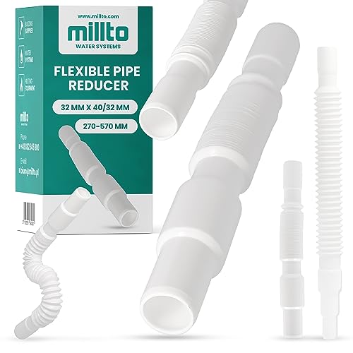 Millto™ Flexibler Rohrreduzierer 32 x 40/32 mm Sanitärarmaturen Reduzierrohr-Verlängerung Abflussverbinder Langlebiges HDPE Polyethylen Beschädigungssicherer Kanalsystem Anschluss von Millto