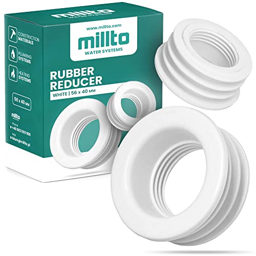 Millto™ Gummi Reduzierstück Rohreinsatz Push Fit Abflussrohr Abflussrohr Gummimanschette Dichtungsadapter 3 bar Anschluss Ø 56 x 40 mm Weiß von Millto