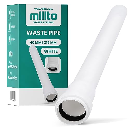 Millto™ Rohr Abwasserrohr Kanalisationsrohr 40 mm x 315 mm Weiß Kanalrohr Abflussrohr mit Gummidichtung Kanalrohrsystem Heißwasser Chemische Beständigkeit Abwasser von Millto