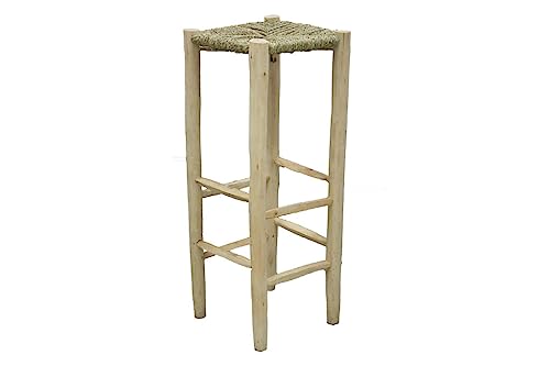 Mimbre Natural Hoher Hocker aus Holz und Enea (35×35×90) von MIMBRE NATURAL