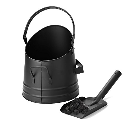 Mind Reader Fireplace Bucket and Shovel Kamineimer und Schaufel, Metall, schwarz, Small von Mind Reader