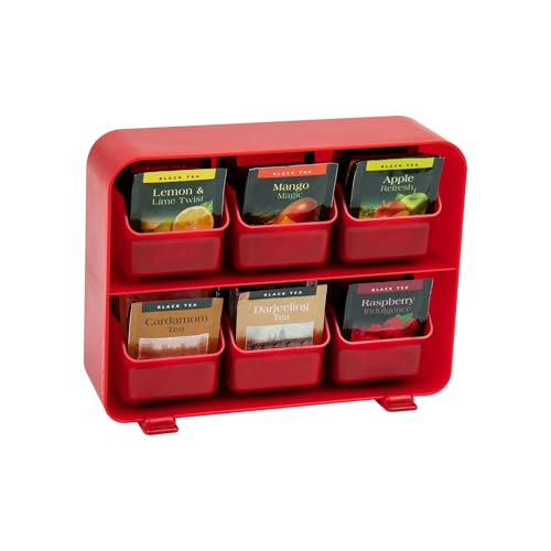 Mind Reader STBORG-RED Anchor Collection Teebeutelorganizer mit 6, herausnehmbare Schubladen, Kunststoff, rot von Mind Reader