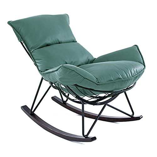 Mingone Schaukelsessel Modern Schwingsessel Bequem Sessel mit Gepolsterter Sitzfläche Schaukelstuhl für Schlafzimmer Relaxsessel mit Metallgestell 150kg Belastbar, Grün von Mingone