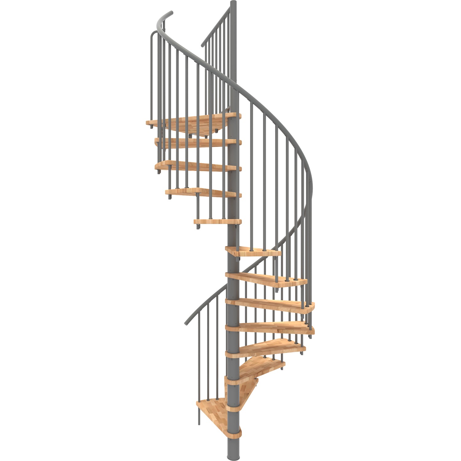 Minka Spindeltreppe Spiral Smart Buche Grau Ø140 cm Geschoßhöhe bis 305,5 cm von Minka