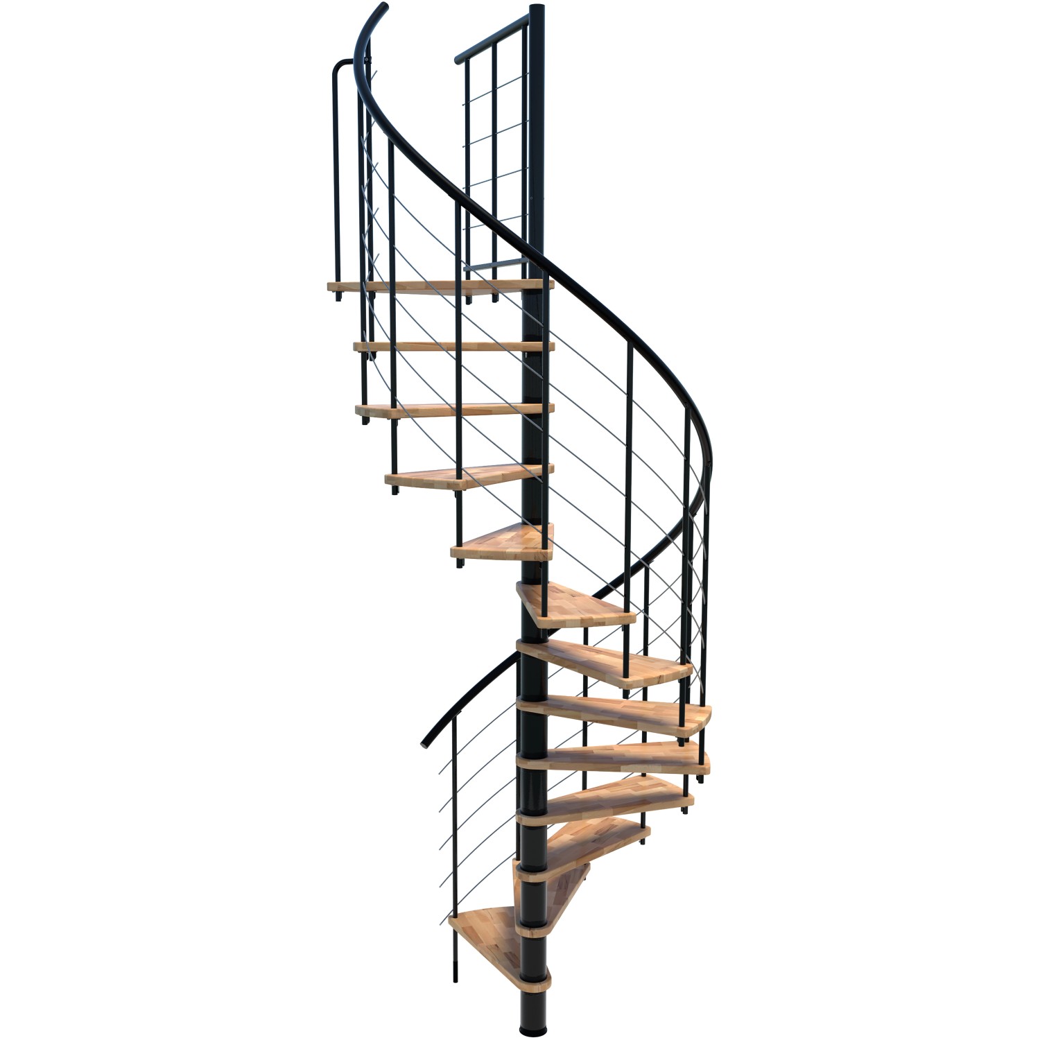 Minka Spindeltreppe Venezia Smart Buche Schwarz Ø120 cm Geschoßhöhe bis 305,5 cm von Minka