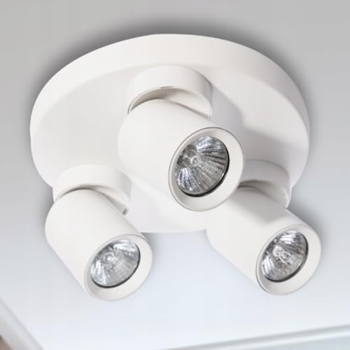 Miratic Deckenleuchte und Wandleuchte Spot GU10 Spots Deckenleuchte für Elegantes und Modernes Ambiente Deckenlampe GU10 (weiß/drei Lichtquellen/runder Sockel) von Miratic