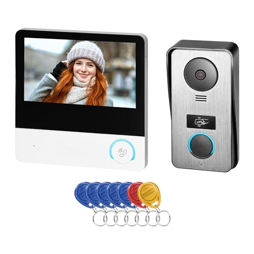Miratic Gegensprechanlage mit Türöffner und Türsprechanlage mit Türöffner Full HD Bildschirm 7" Touch-Screen RFID Türsprechanlage mit Kamera IP 55 von Miratic