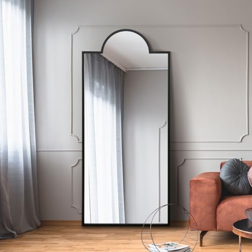 MirrorOutlet The Fenestra Wandspiegel, modernes Design, 170 x 75 cm, Silberfarben mit schwarzem Metallrahmen im Hoch- oder Querformat von MirrorOutlet