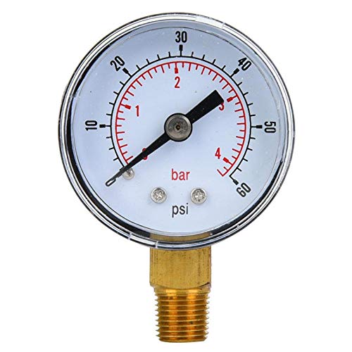 Mechanisches Manometer, 1/8 Zoll BSPT Manometer für Luft, Öl und Wasser(0-60psi,0-4bar) von Miskall