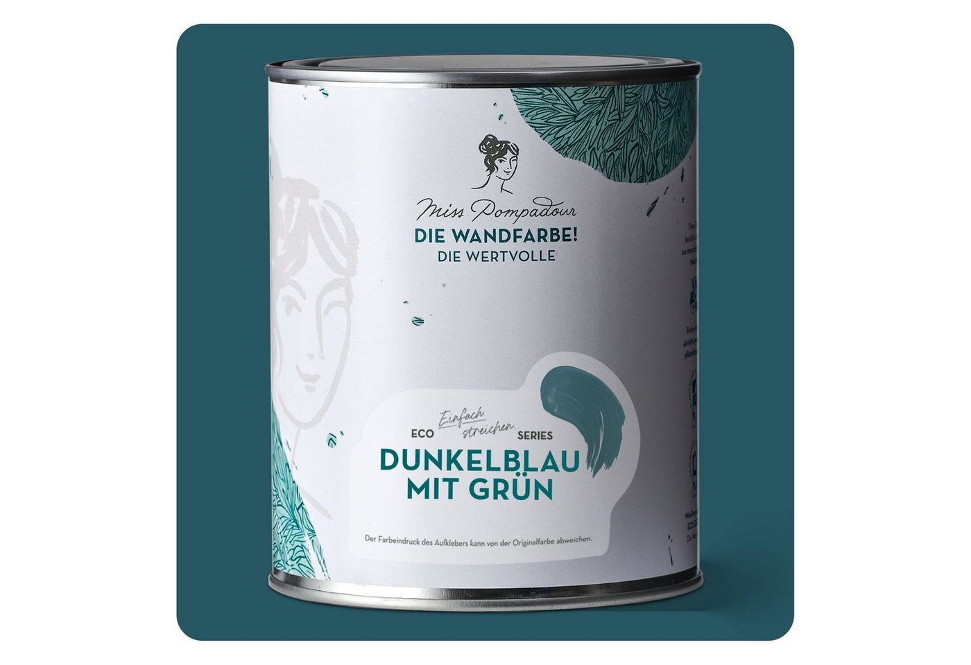 MissPompadour Wandfarbe Dunkelblau mit Grün - matte Wandfarbe mit sehr hoher Deckkraft 1 L, geruchsneutrale und spritzfreie Innenfarbe, wasserbasiert von MissPompadour