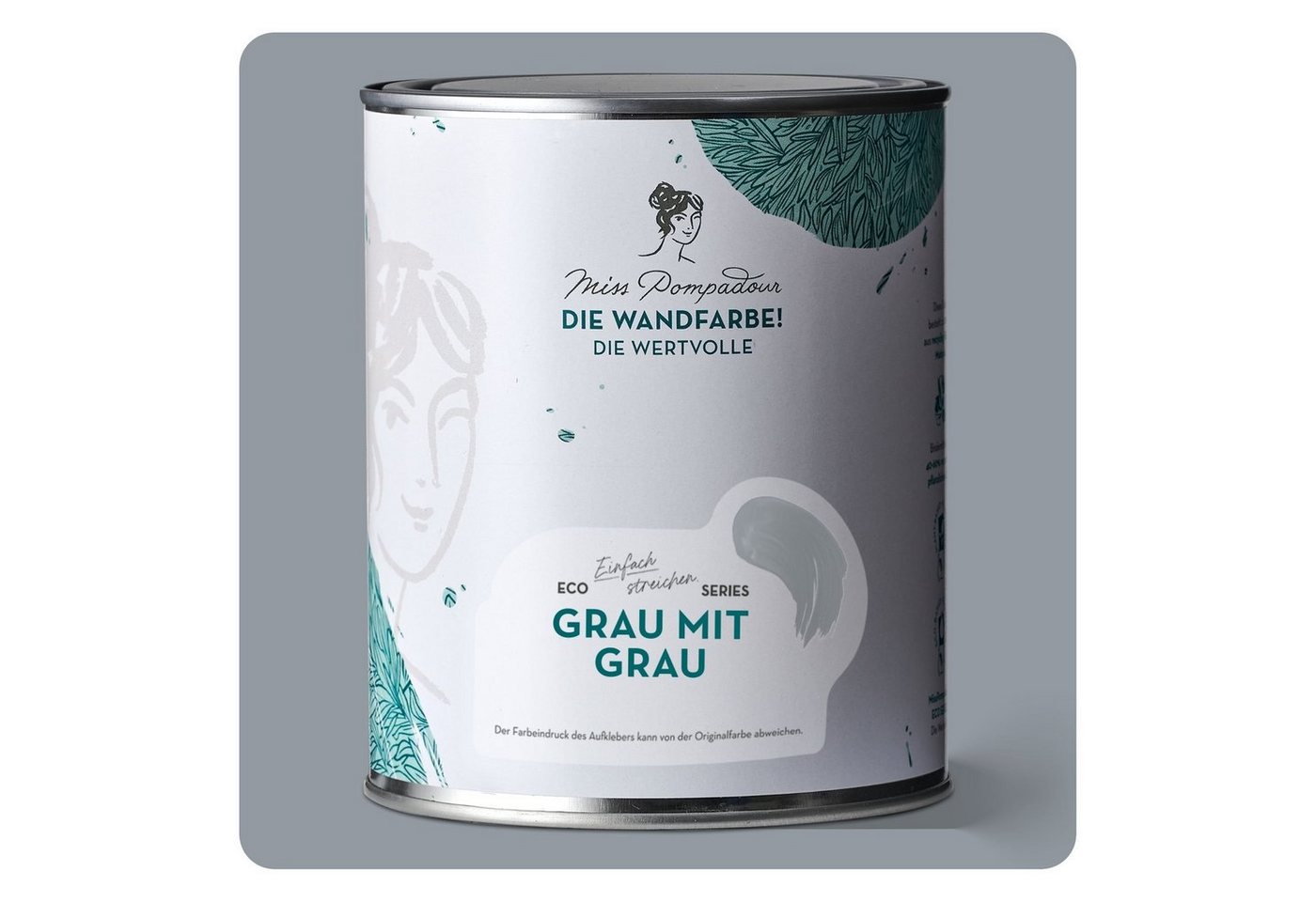 MissPompadour Wandfarbe Grau mit Grau - matte Wandfarbe mit sehr hoher Deckkraft 1 L, geruchsneutrale und spritzfreie Innenfarbe, wasserbasiert von MissPompadour