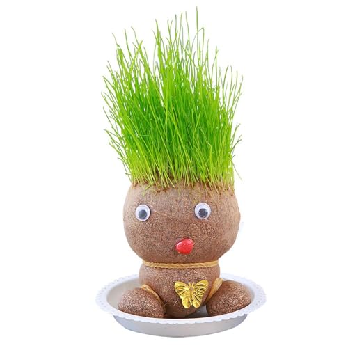 Graskopf Puppenpflanze, Graskopfpflanze Wächst In Mini Bonsai Töpfen, Grasshead Haar Wachstumsspielzeug für Kinder, Tischdekoration von Missmisq