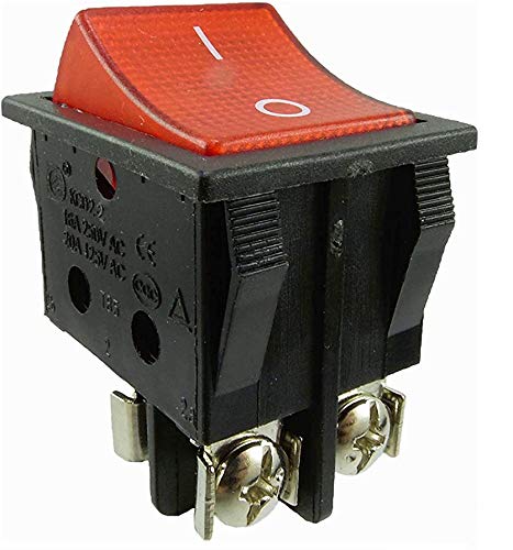 Einbau Wippschalter mit schraubkontakten, Geräteschalter, 2 polig (4pin) 16A 250~ Schwarze Schalter rot beleuchtet (5) von ChiliTec