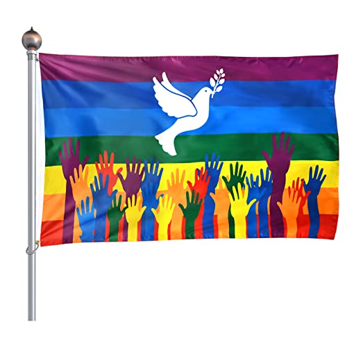 Peace Fahne Peace Flagge,Friedenstaube Flagge 90 x 150 cm,Friedensfahne,Regenbogen Fahne,Dekorative Fahne,Aufmunterung,Strapazierfähiges Polyester,Geeignet für Balkone von Mizijia