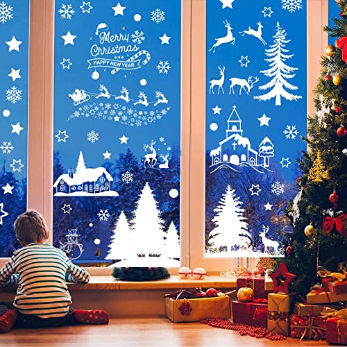 Weihnachtsdeko Fenster,Window Decorations, Christmas Decorations, Weiß Revery Winter Christmas Window Stickers Aufkleber Dekorationen Home Office Decor,9 Blatt von Mizijia