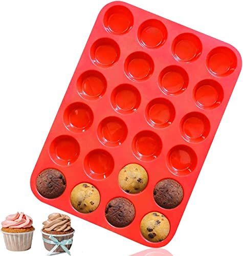 Mlying Mini Muffins Backform für 24 Muffins, Silikon Antihaft-sichere Muffin Backform für Cupcakes, Brownies, Kuchen, Pudding (1, 24 Muffins) von Mlying