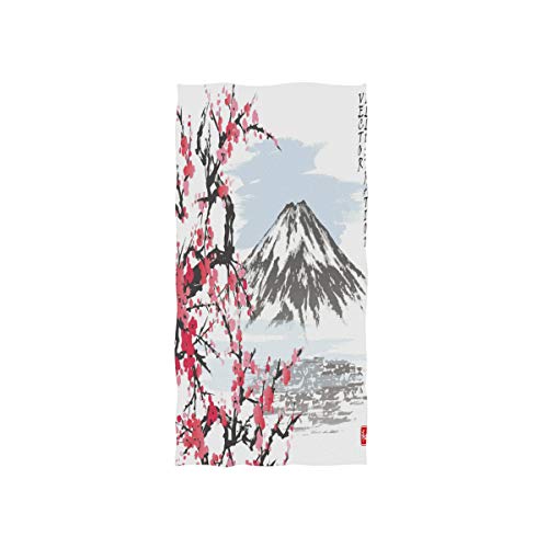 MNSRUU Japanisches Mountain Fuji Kirschblüten-Handtuch, weich, für Badezimmer, Hotel, Spa, Sport, 76 x 38 cm von Mnsruu
