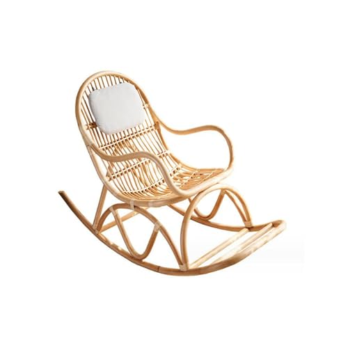 MoBShiK Rattan-Schaukelstuhl, moderner, minimalistischer Home-Outdoor-Freizeitstuhl mit Kissen, hoher Rückenlehne, Lazy Lounge Chair von MoBShiK