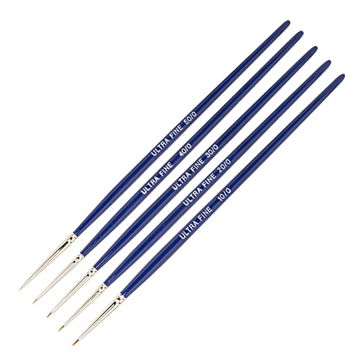 Modelcraft Ultrafeines Detailpinsel-Set, blau (10/0, 20/0, 30/0, 40/0, 50/0) von Modelcraft