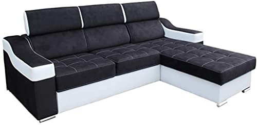 Modernes Ecksofa mit Schlaffunktion Geri Bettkasten Schlafsofa Eckcouch Polstersofa Polstercouch Schlafcouch Gewebe Kunstleder 19 (RECHTS) von Modernes