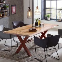 Tisch Massivholz Baumkante in Akaziefarben und Braun lackiert von Möbel Exclusive